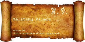 Malitsky Vilmos névjegykártya